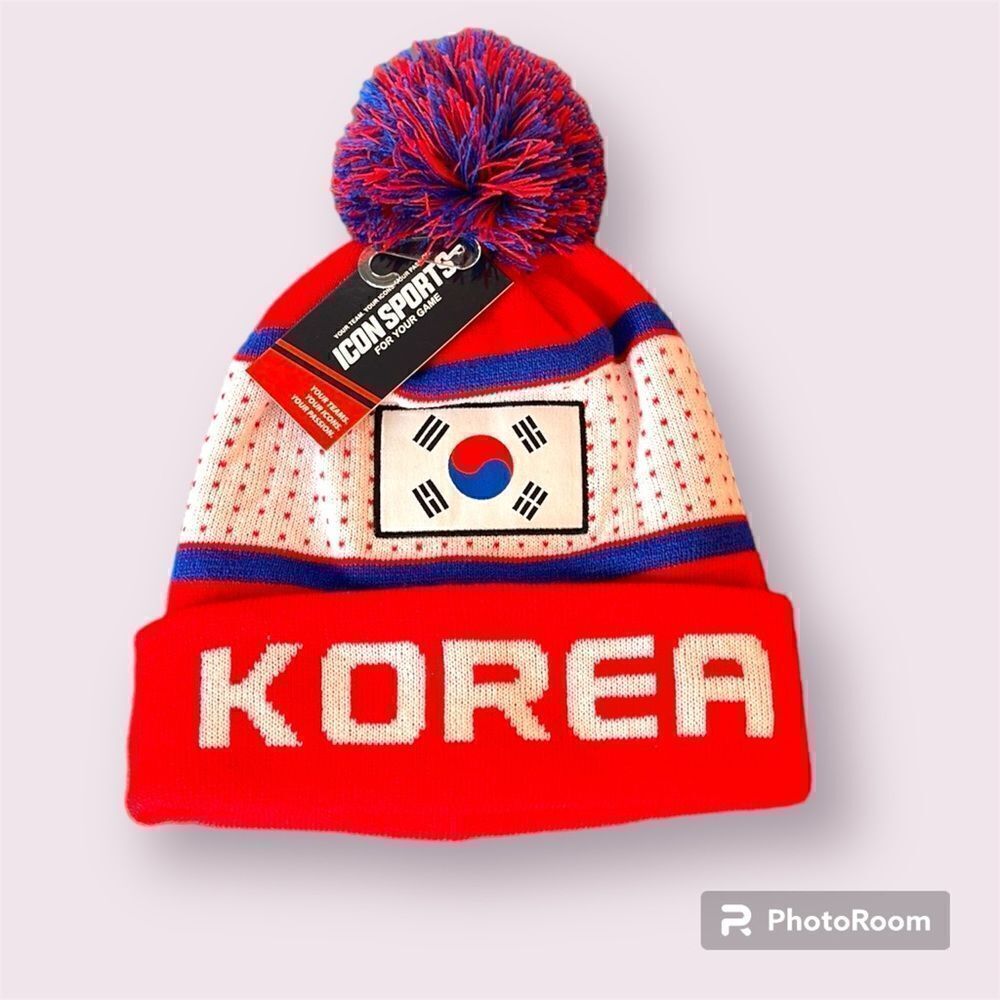 ICON SPORTS Korea Flag Pom Beanie Hat *NEW*
